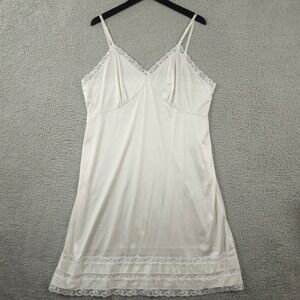 VTG Sliperfection Full Slip 44 White Dress Lace Trim Lingerie Nightgown USA Made